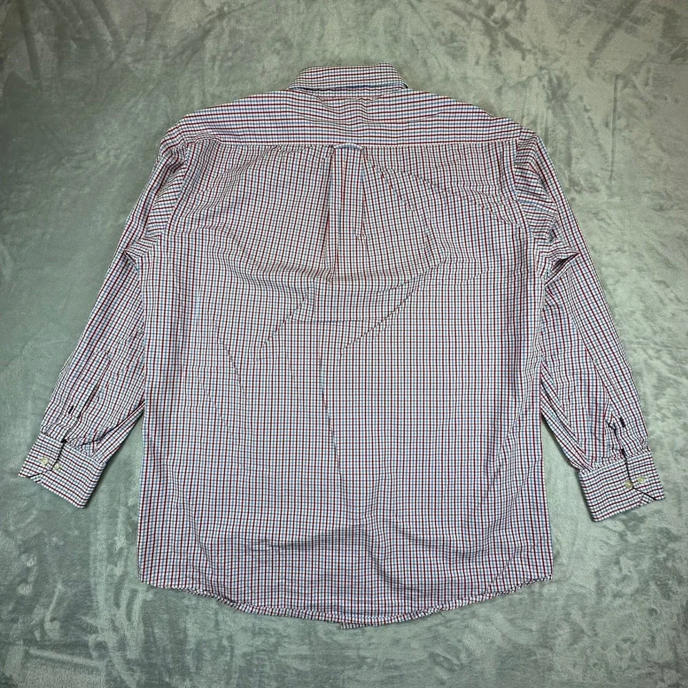 Tommy Hilfiger Ithaca Dress Shirt 16 32-33 Red White Blue Gingham Check Large